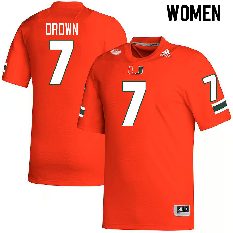 Women #7 Davonte Brown Miami Hurricanes College Football Jerseys Stitched-Orange - Click Image to Close